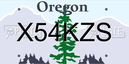 X54KZS Oregon License Plate