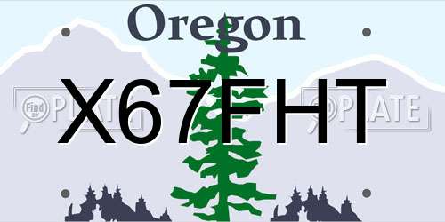 X67FHT Oregon License Plate