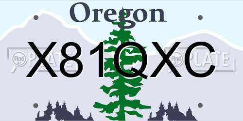 X81QXC Oregon License Plate
