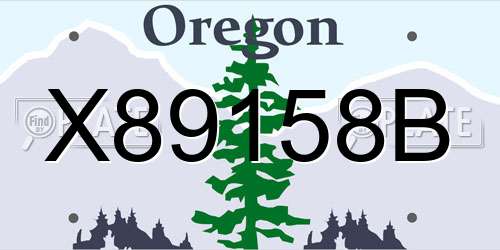 X89158B Oregon License Plate