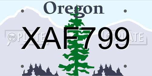 XAF799 Oregon License Plate