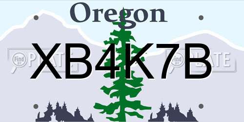 XB4K7B Oregon License Plate