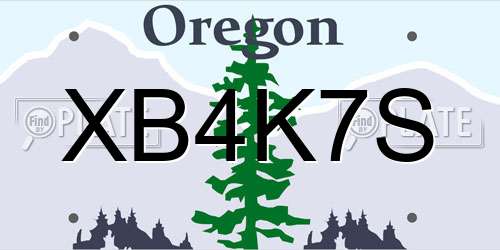 XB4K7S Oregon License Plate