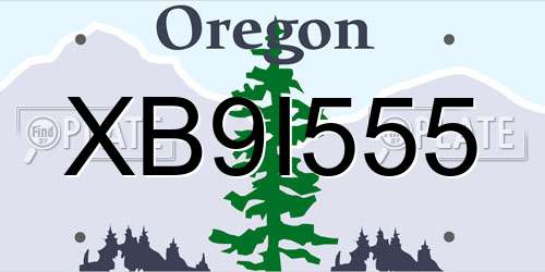 XB9I555 Oregon License Plate