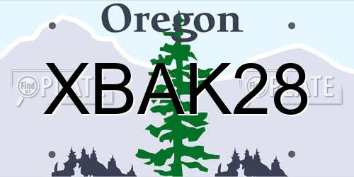 XBAK28 Oregon License Plate