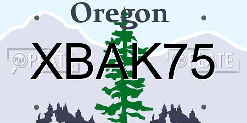 XBAK75 Oregon License Plate