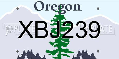 XBJ239 Oregon License Plate