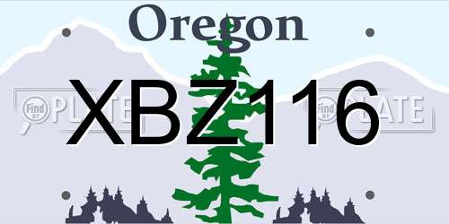 XBZ116 Oregon License Plate