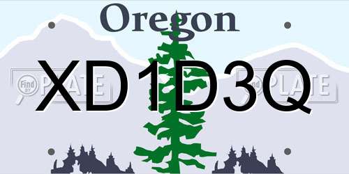 XD1D3Q Oregon License Plate