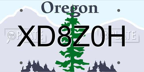 XD8Z0H Oregon License Plate