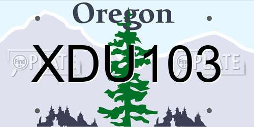XDU103 Oregon License Plate