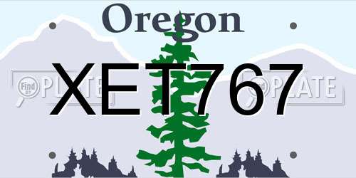 XET767 Oregon License Plate
