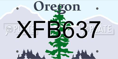 XFB637 Oregon License Plate