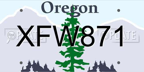 XFW871 Oregon License Plate