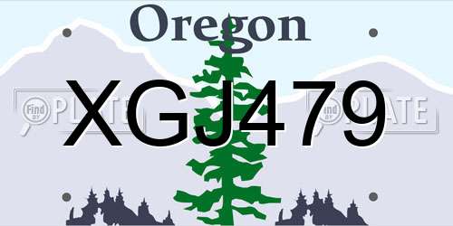 XGJ479 Oregon License Plate