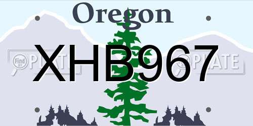 XHB967 Oregon License Plate