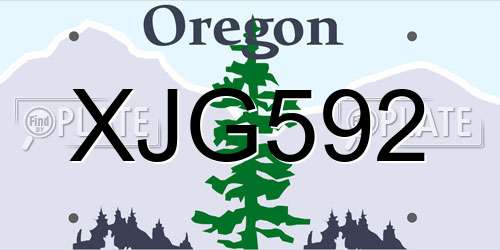 XJG592 Oregon License Plate