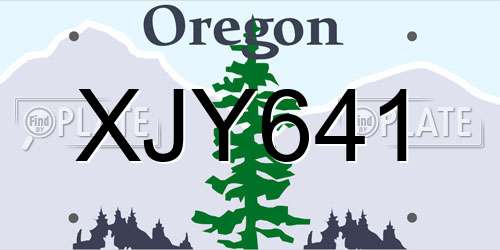XJY641 Oregon License Plate