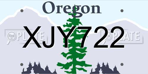 XJY722 Oregon License Plate