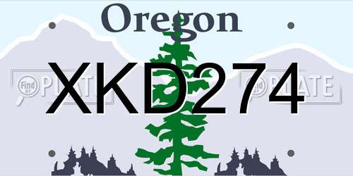 XKD274 Oregon License Plate