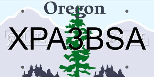 XPA3BSA Oregon License Plate