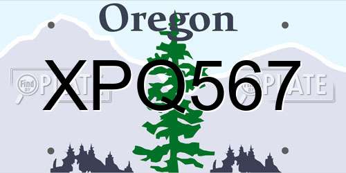 XPQ567 Oregon License Plate