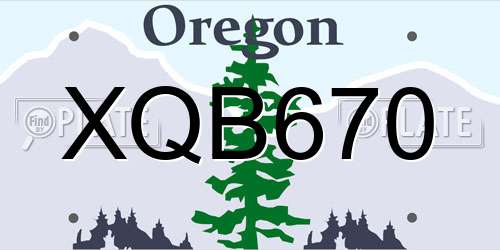 XQB670 Oregon License Plate