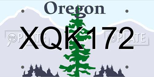 XQK172 Oregon License Plate
