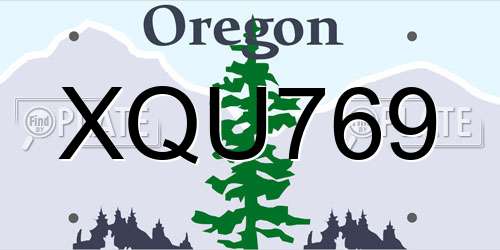 XQU769 Oregon License Plate
