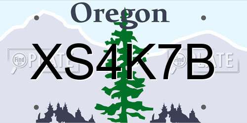 XS4K7B Oregon License Plate