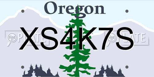 XS4K7S Oregon License Plate