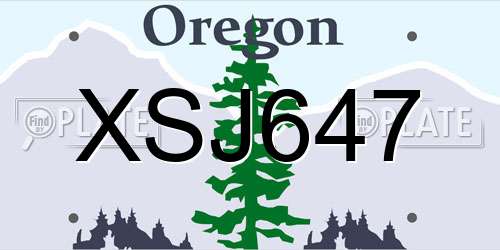 XSJ647 Oregon License Plate