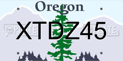 XTDZ45 Oregon License Plate