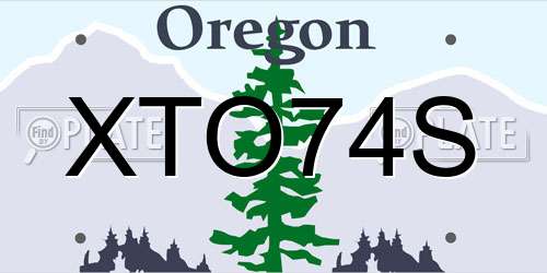 XTO74S Oregon License Plate
