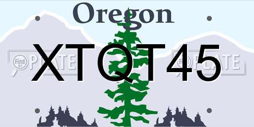 XTQT45 Oregon License Plate