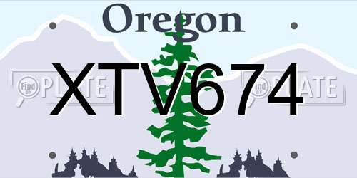 XTV674 Oregon License Plate