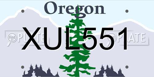 XUL551 Oregon License Plate