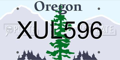XUL596 Oregon License Plate