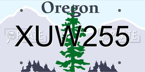 XUW255 Oregon License Plate