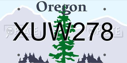 XUW278 Oregon License Plate