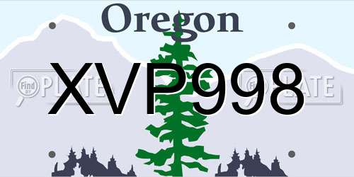 XVP998 Oregon License Plate