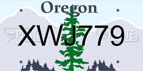 XWJ779 Oregon License Plate