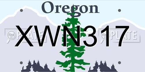 XWN317 Oregon License Plate