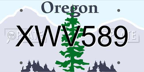 XWV589 Oregon License Plate