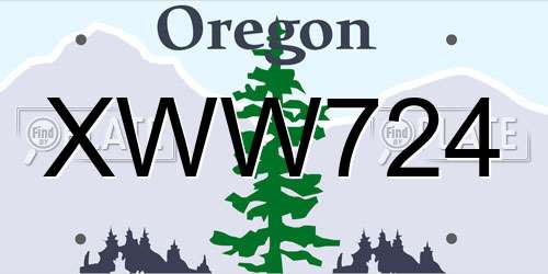 XWW724 Oregon License Plate