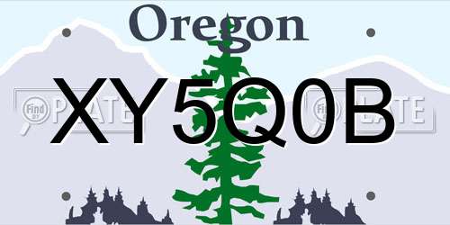 XY5Q0B Oregon License Plate