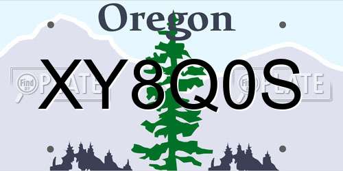 XY8Q0S Oregon License Plate
