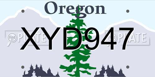 XYD947 Oregon License Plate