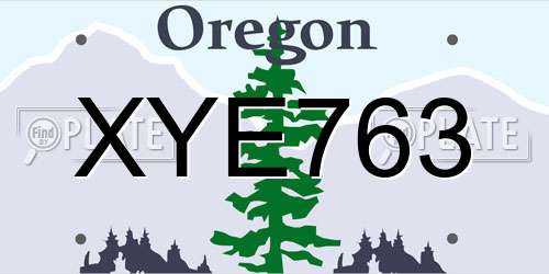 XYE763 Oregon License Plate