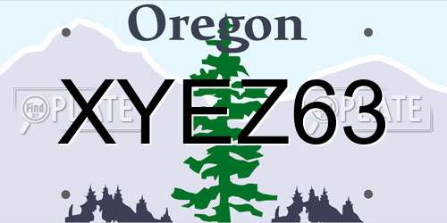 XYEZ63 Oregon License Plate